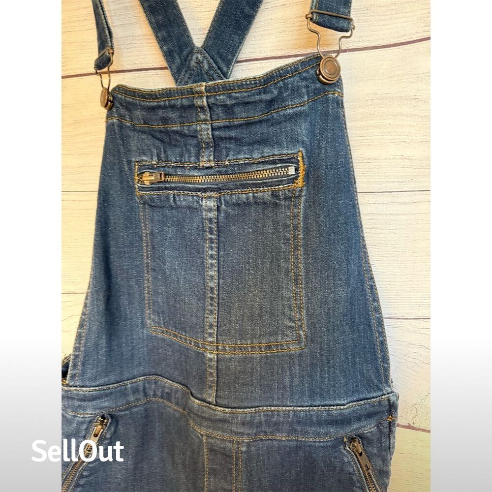 Free People Women's Blue Denim Overalls Size 28 Adjustable Straps Trendy - Picture 6 of 10